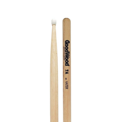 Baquetas para batería 7A marca Vater, madera hickory, punta de nylon