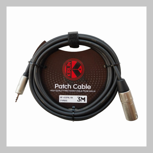 Cable XLR macho a 3.5 mm TRS, calibre 24, largo 3 mt, marca Kirlin