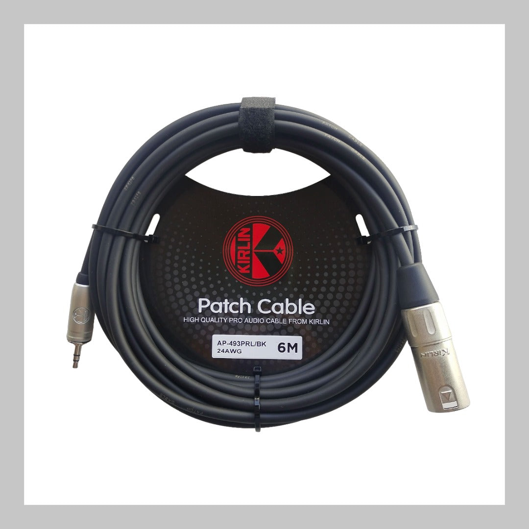 Cable XLR macho a 3.5 mm TRS, calibre 24, largo 6 mt, marca Kirlin