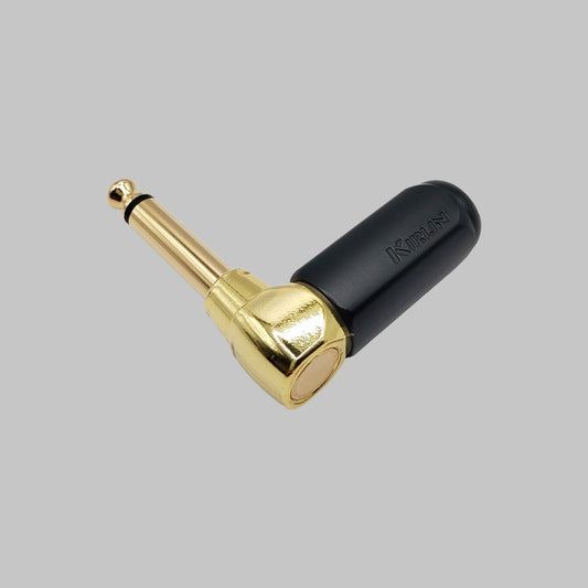 Conector 1/4, mono, ángulo recto, dorado, marca Kirlin
