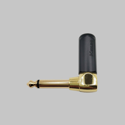 Conector 1/4, mono, ángulo recto, dorado, marca Kirlin