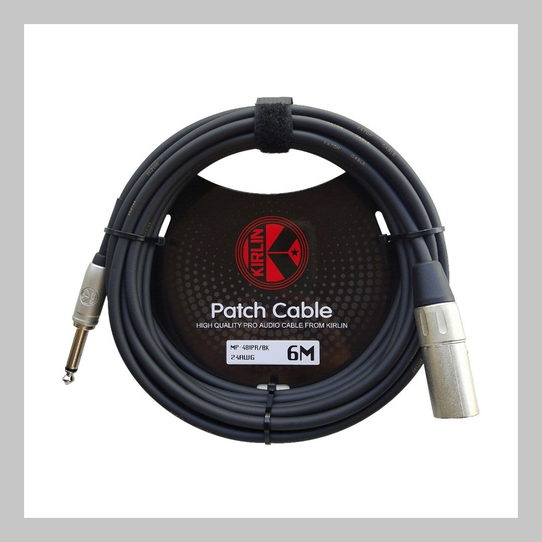Cable XLR macho a 1/4 mono, calibre 24, largo 6 mt, marca Kirlin