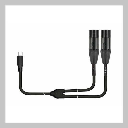 Cable USB Tipo C a 2 XLR macho, calibre 24, largo 1 mt, marca Kirlin