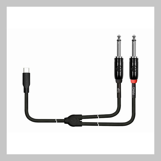 Cable USB Tipo C a 2 de 1/4 mono, calibre 24, largo 2 mt, marca Kirlin