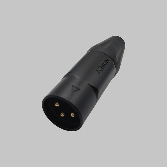Conector XLR macho, estañado, pintado negro, marca Kirlin