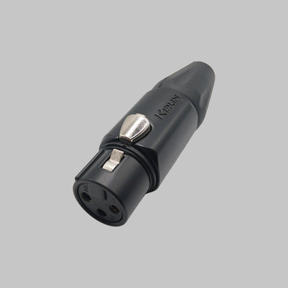 Conector XLR hembra, estañado, pintado negro, marca Kirlin