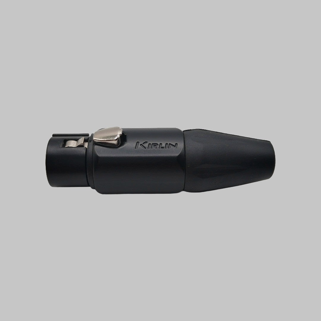 Conector XLR hembra, estañado, pintado negro, marca Kirlin