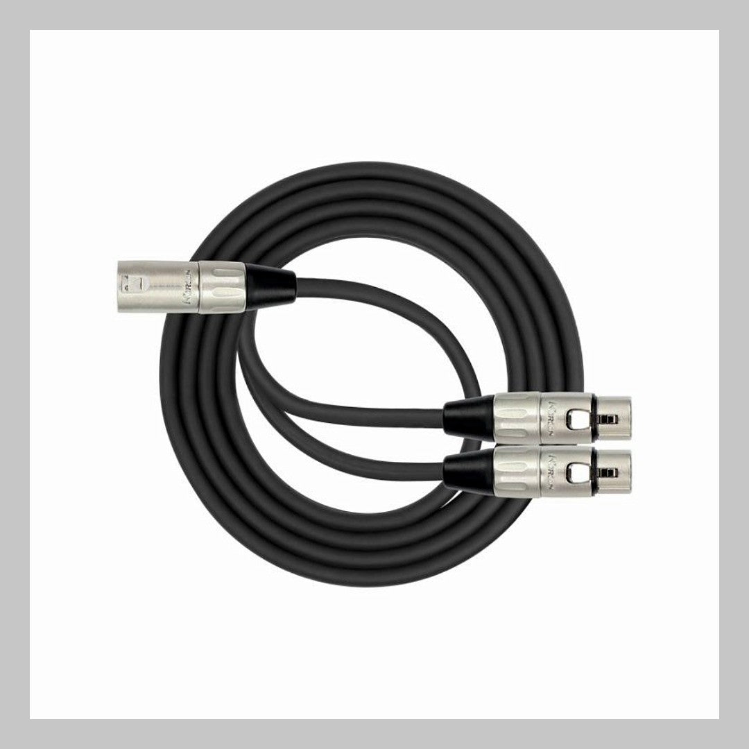 Cable XLR macho a 2 XLR hembra, calibre 24, largo 1 mt, marca Kirlin