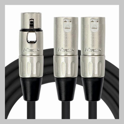 Cable XLR hembra a 2 XLR macho, calibre 24, largo 1 mt, marca Kirlin