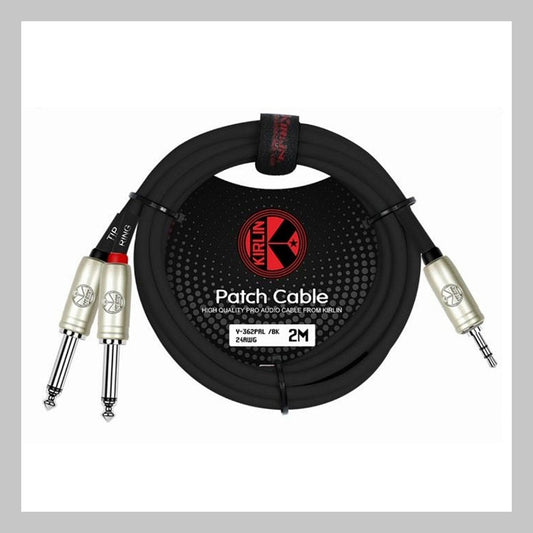 Cable 3.5 mm TRS a 2 de 1/4 mono, calibre 24, largo 1 mt, marca Kirlin