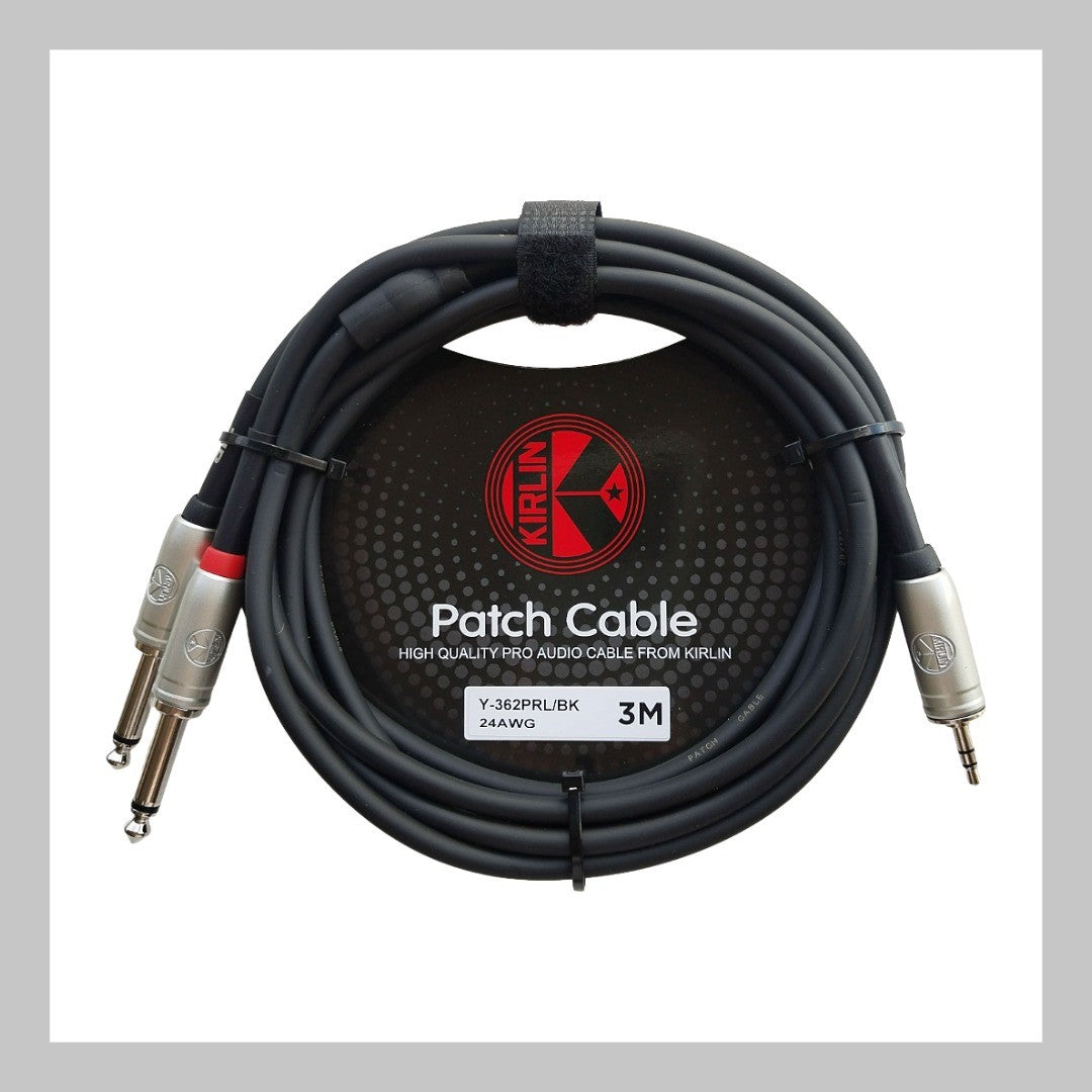 Cable 3.5 mm TRS a 2 de 1/4 mono, calibre 24, largo 3 mt, marca Kirlin
