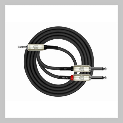 Cable 3.5 mm TRS a 2 de 1/4 mono, calibre 24, largo 3 mt, marca Kirlin