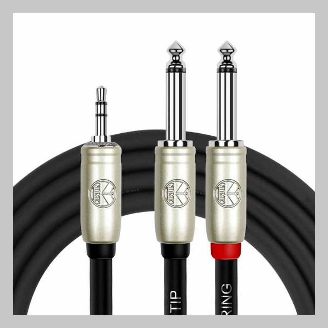 Cable 3.5 mm TRS a 2 de 1/4 mono, calibre 24, largo 3 mt, marca Kirlin