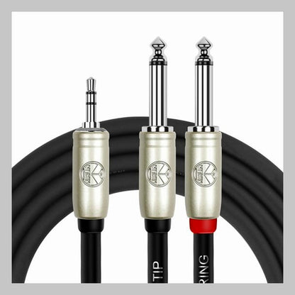 Cable 3.5 mm TRS a 2 de 1/4 mono, calibre 24, largo 3 mt, marca Kirlin