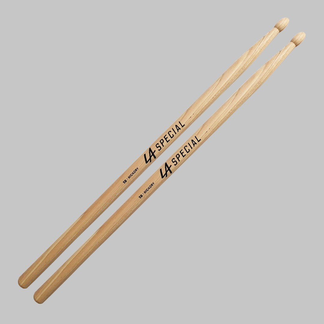 Baquetas para batería 5B marca Promark, madera hickory, punta de madera