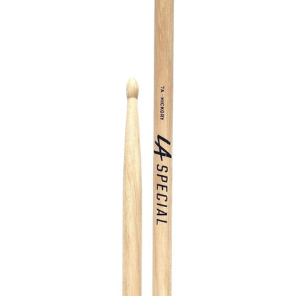 Baquetas para batería 7A marca Promark, madera hickory, punta de madera
