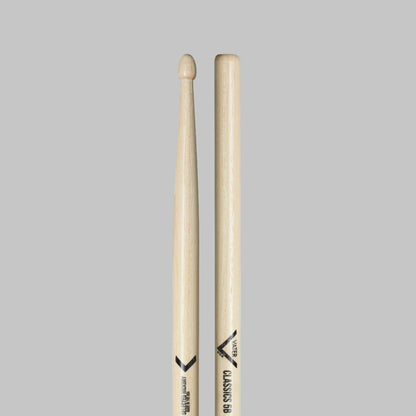 Baquetas para batería 5B marca Vater, madera hickory, punta de madera