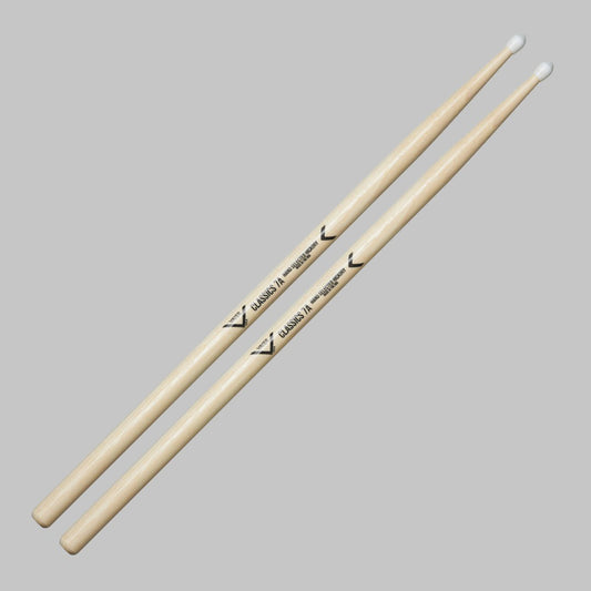 Baquetas para batería 7A marca Vater, madera hickory, punta de nylon