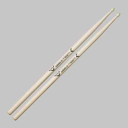 Baquetas para batería 7A marca Vater, madera hickory, punta de madera